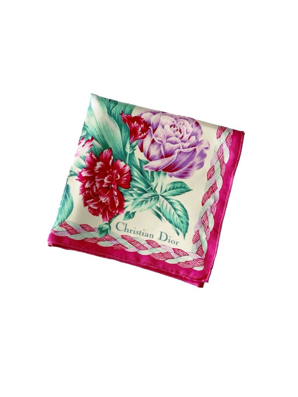 Vintage Christian Dior Silk Floral Scarf – 90cm / 35" Square – Made in Japan - Picture 2 of 16